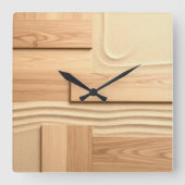 Geometric Wood On Sand Design スクエア壁時計 (正面)