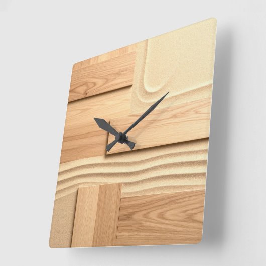 Geometric Wood On Sand Design スクエア壁時計 (傾斜)