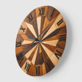 Geometric Wooden Mosaic Clock Design ラージ壁時計 (傾斜)