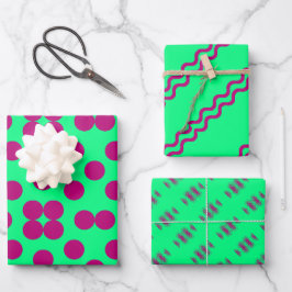 Geometric Wrapping Paper Flat Sheet Set of 3 ラッピングペーパーシート