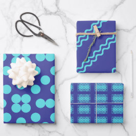 Geometric Wrapping Paper Flat Sheet Set of 3 ラッピングペーパーシート