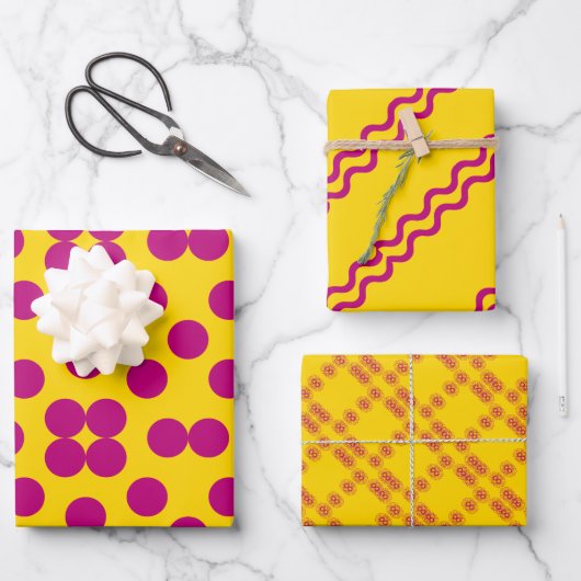 Geometric Wrapping Paper Flat Sheet Set of 3 ラッピングペーパーシート (正面)