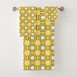  geometric yellow & black pattern  バスタオルセット