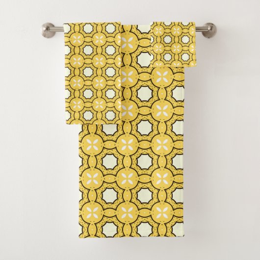  geometric yellow & black pattern  バスタオルセット (インサイチュ)