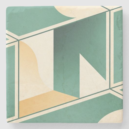 geometrical boho chic sage green minimalist ストーンコースター (正面)