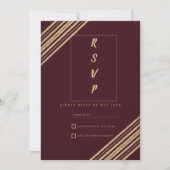 Geometrical burgundy gold typo RSVP  招待状 (正面)
