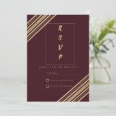Geometrical burgundy gold typo RSVP  招待状 (スタンド正面)