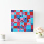 geometrical colorful pattern スクエア壁時計 (ホーム)
