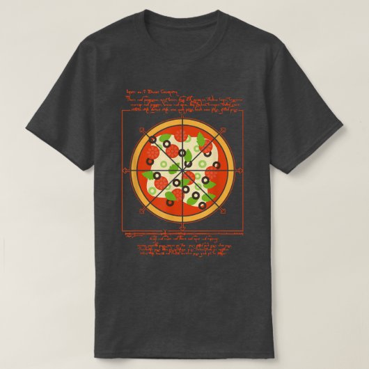 Geometrical Da Vinci Pizza Pizza Artist Pizzaholic Tシャツ (デザイン正面)