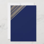 Geometrical navy blue gold typography RSVP  招待状 (裏面)