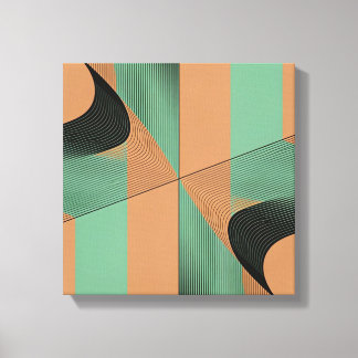 geometrical shapes retro vintage terracotta green キャンバスプリント