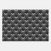 Geometrical swan flying bird pattern black white ラッピングペーパーシート (正面2)