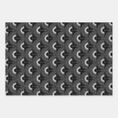 Geometrical swan flying bird pattern black white ラッピングペーパーシート (正面)