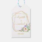 Geometrische Gold-Pastel-Blumen-Hochzeit ギフトタグ (正面)