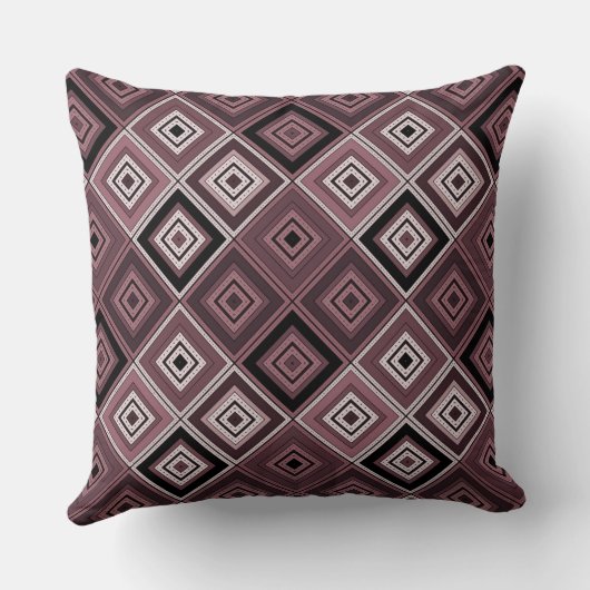 Geometry ethnic patchwork brown burgundy  クッション (裏面)