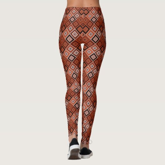 Geometry ethnic patchwork brown orange  レギンス (裏面)