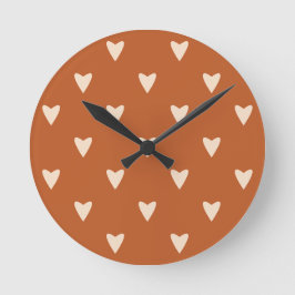Geometry in Love - cream on red ochre – パターン。 ラウンド壁時計