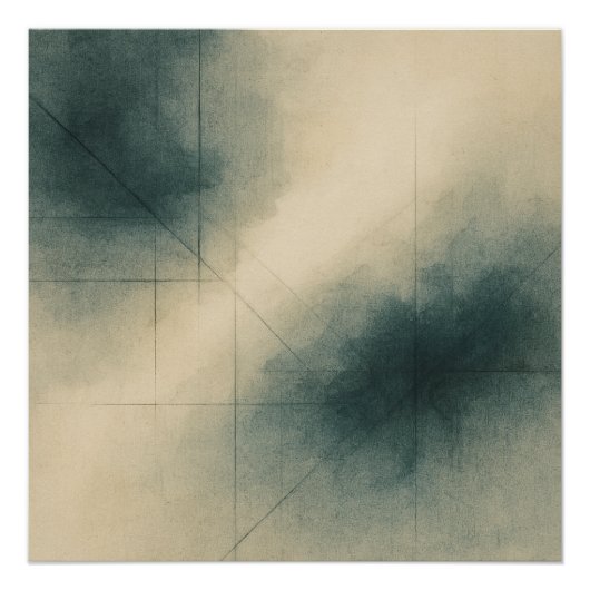 Geometry of Emotion Pt3 Japandi Teal Gray ポスター (正面)