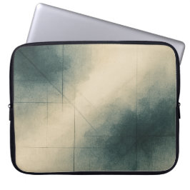 Geometry of Emotion Pt3 Japandi Teal Gray ラップトップスリーブ