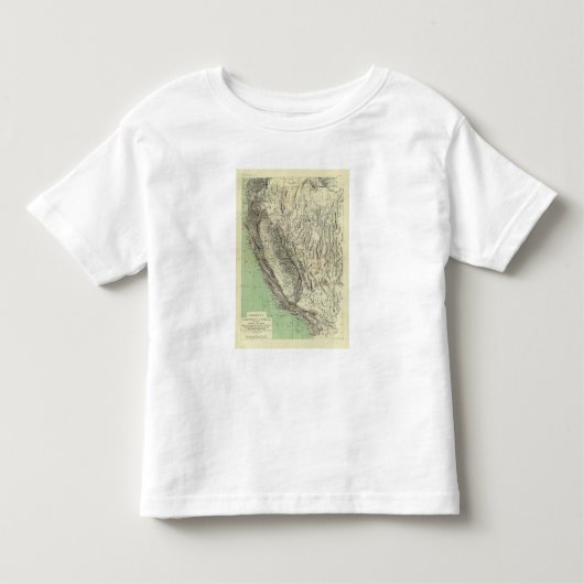 Geomorphic地図、カリフォルニア、ネバダ トドラーTシャツ (正面)