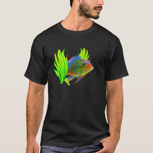 Geophagus Eartheater Cihlid Aquarium Keepers Fish Tシャツ (正面)