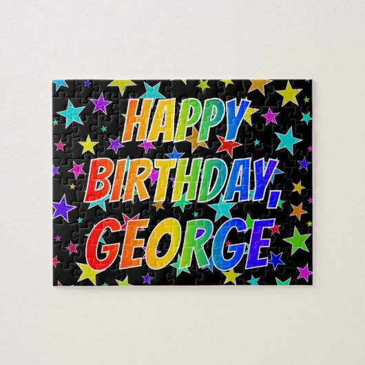 「GEORGE」名、おもしろい「ハッピーバースデー」 ジグソーパズル (横)