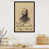 George Armstrong Custer署名済みカード1866 ポスター (キッチン)