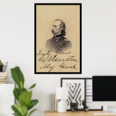 George Armstrong Custer署名済みカード1866 ポスター (ホームオフィス)