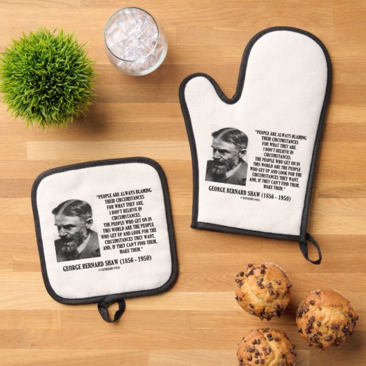 George B. Shaw I Don't Believe In Circumstances 鍋つかみ&鍋敷きセット (トップダウン)