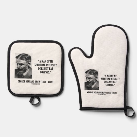 George B. Shaw Spiritual Intensity Not Eat Corpses 鍋つかみ&鍋敷きセット (正面)