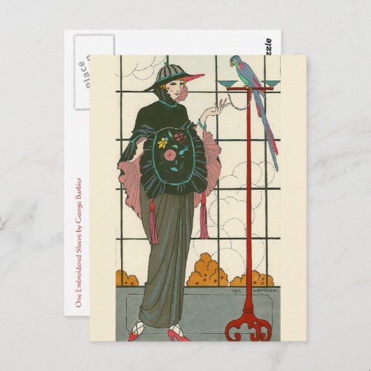 George Barbierによる片方の刺繍スリーブ ポストカード (正面/裏面)