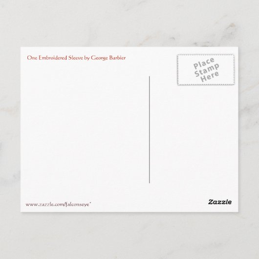 George Barbierによる片方の刺繍スリーブ ポストカード (裏面)