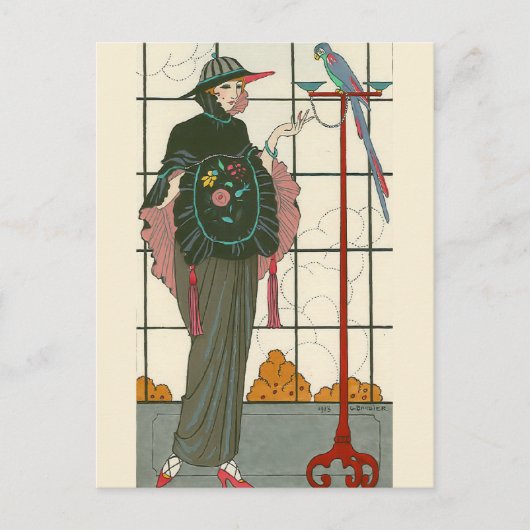 George Barbierによる片方の刺繍スリーブ ポストカード (正面)