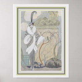 George Barbier Art deco Feather & Fur 12 x 16 ポスター