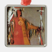 George Catlinによるインディアンチーフマトトープのポートレート メタルオーナメント (正面)