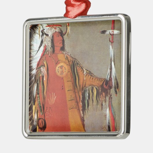George Catlinによるインディアンチーフマトトープのポートレート メタルオーナメント (左)