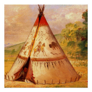 George Catlin、インディアンWigwam、American Frontier ポスター