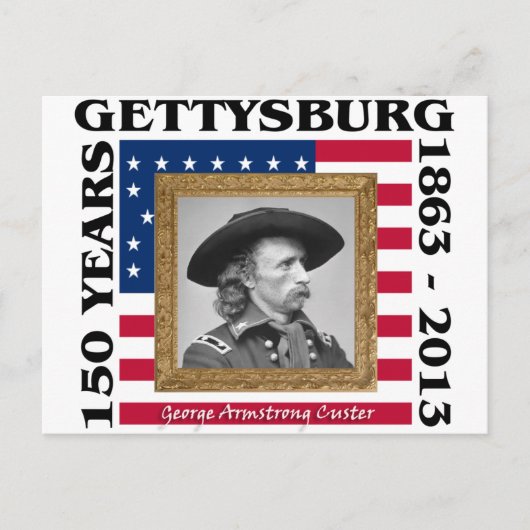George Custer - 150周年記念ゲチスバーグ ポストカード (正面)