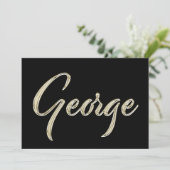 George Name white gold Handwriting Karte カード (スタンド正面)