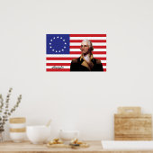 George Washington & 13-Star U.S. Flag ポスター (キッチン)