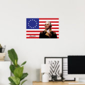 George Washington & 13-Star U.S. Flag ポスター (ホームオフィス)