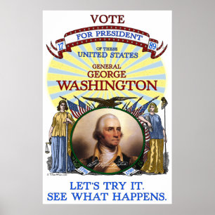 George Washington 1789選挙ポスター(白) ポスター