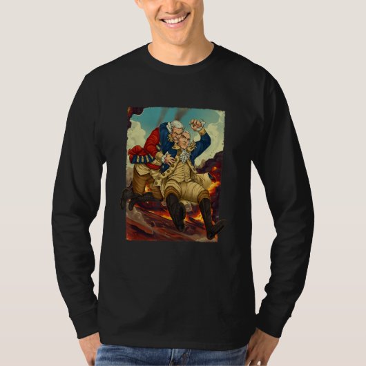 George Washington 4th of July Shirt Wrestling Redc Tシャツ (正面)