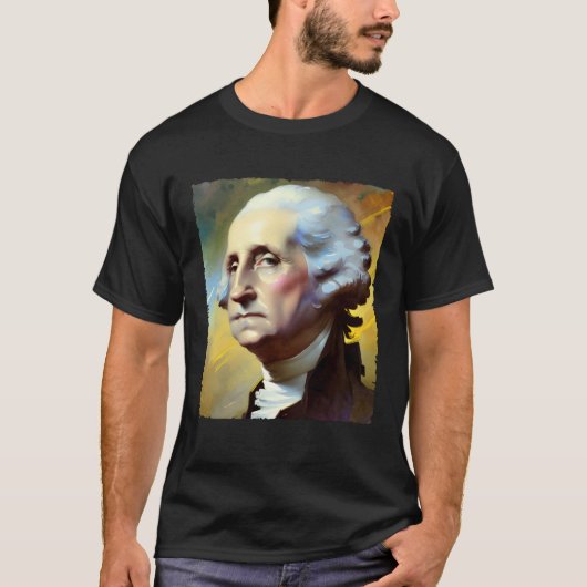 George Washington Art Painting 4th of July USA Tシャツ (正面)
