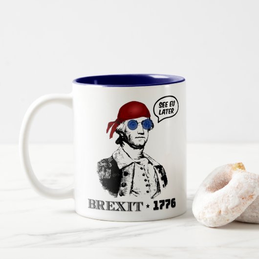 George Washington Brexit 1776 EU Flag Sunglasses ツートーンマグカップ (ドーナツ)