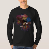 George Washington Riding an Eagle with a Flag 4th  Tシャツ (正面)