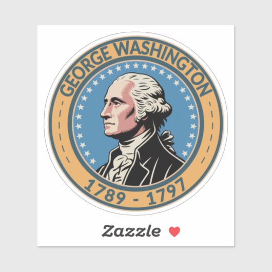 George Washington US President Illustration Badge シール (シート)