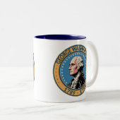 George Washington US President Illustration Badge ツートーンマグカップ (正面右)