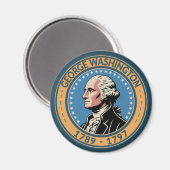 George Washington US President Illustration Badge マグネット (正面/裏面)