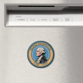 George Washington US President Illustration Badge マグネット (インサイチュ (食洗機))